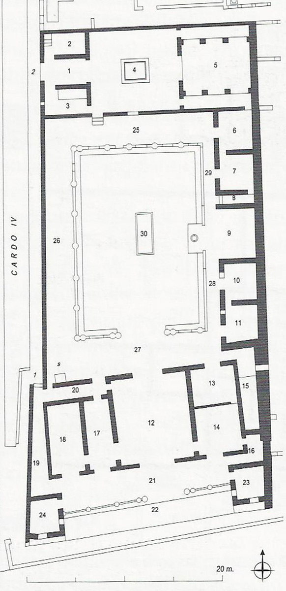 Herculaneum IV.2/1. Plan of Casa dell’Atrio a mosaico or House of Mosaic atrium.

See Pesando F. and Guidobaldi M. P., 2006. Pompeii, Oplontis Ercolano et Stabiae. Roma: Laterzi.